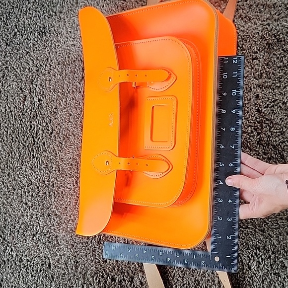 The Leather Satchel Co satchel with Crossbody Straps in Neon Orange - Picture 16 of 16